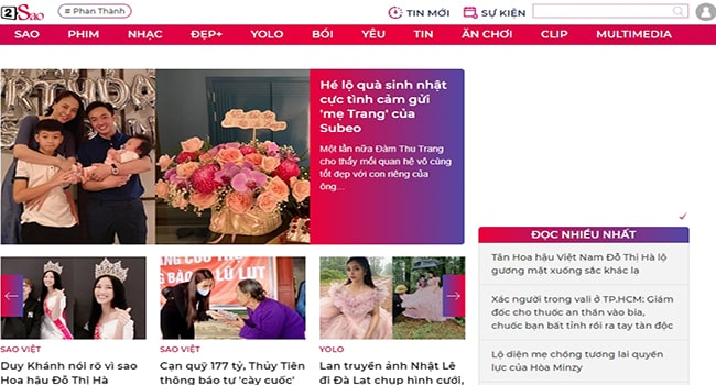 Trang web tin tức 2sao.vn